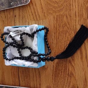Nwt black beaded tassel necklace